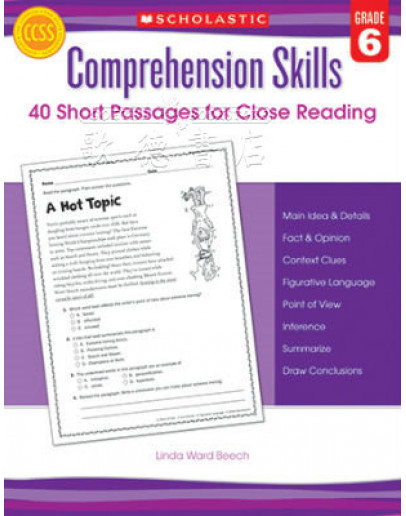 Comprehension Skills: 40 Short Passages For Close Reading Grade 6