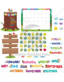 Woodland Friends Calendar Set Bulletin Board